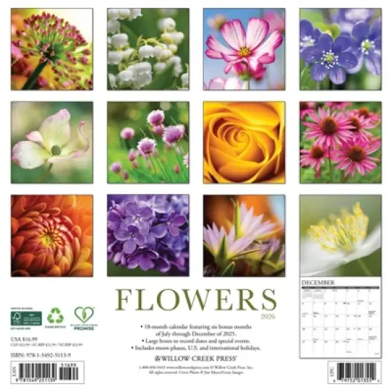 Willow Creek Press 2026 Flowers Wall Calendar image {1}