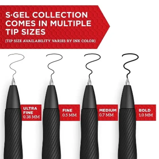 Sharpie S-Gel Retractable Gel Pens 0.38 mm Ultra Fine Point Black Ink Dozen (2140521) image {1}