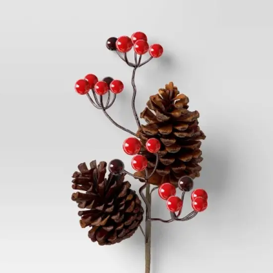 4pc Christmas Pick Set 2 Iced Pinecone 2 Red Berry with Pinecones - Wondershop&trade; image {3}