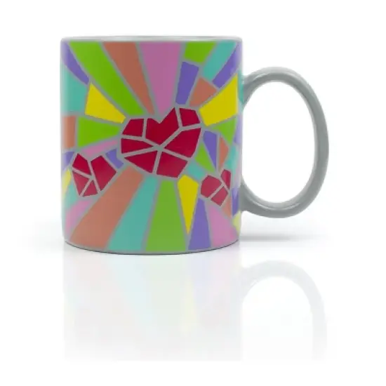 Toynk 2020 Sidewalk Chalk Inspired Mosaic Heart Ceramic Coffee Mug | Holds 16 Ounces image {1}