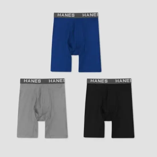 Hanes Premium Men's Comfort Flex Fit Long Leg Boxer Briefs 3pk - Gray/Black/Blue image {3}