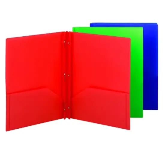 Smead Poly Two-Pocket Folder with Tang Style Fasteners, Letter Size, 3 per Pack image {1}
