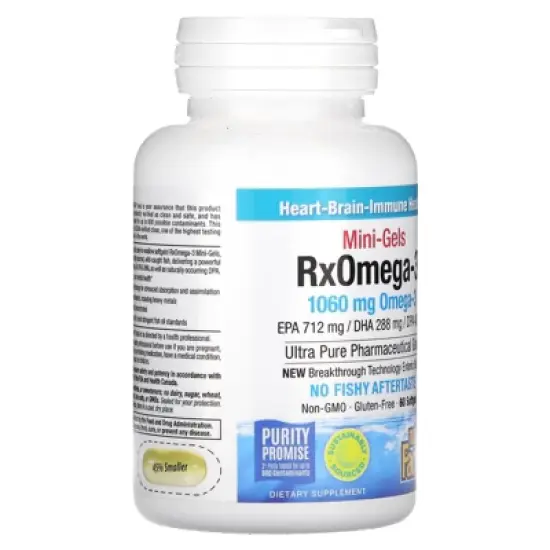 Natural Factors RxOmega-3 Mini-Gels, 60 Softgels (530 mg per Softgel) image {3}