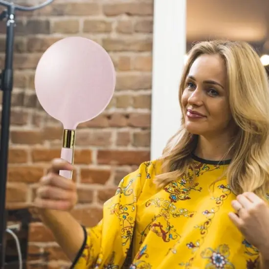 Unique Bargains Women's Hand Mirror with Handle Round 4.7" W x 9.5" L 1 Pc image {5}