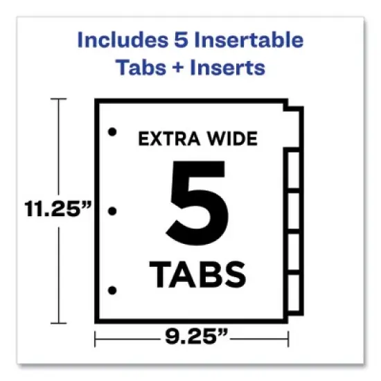 Avery Insertable Big Tab Plastic 2-Pocket Dividers, 5-Tab, 11.13 x 9.25, Assorted, 1 Set image {2}