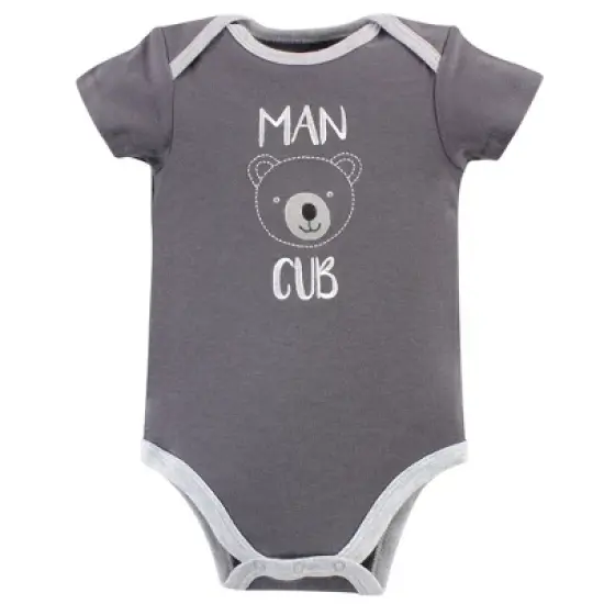 Luvable Friends Baby Boy Cotton Bodysuits 5pk, Bear image {4}