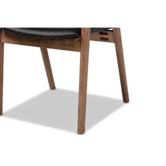 2pc Harland Faux Leather Upholstered and Wood Dining Chair Set - Baxton Studio image {5}