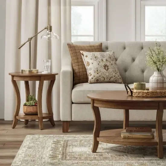 Shelburne Round Wood Accent Table Natural - Threshold&trade; image {1}