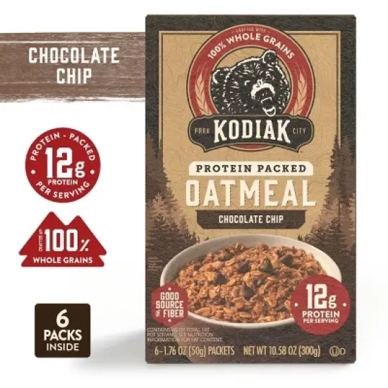 Kodiak Protein-Packed Instant Oatmeal Chocolate Chip - 6ct image {1}