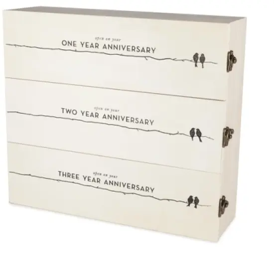 Twine Wedding and Anniversary Gift Wooden Wine Box Three Year Celebration 3 Bottle Holder with Lids and Latches, Wood image {4}