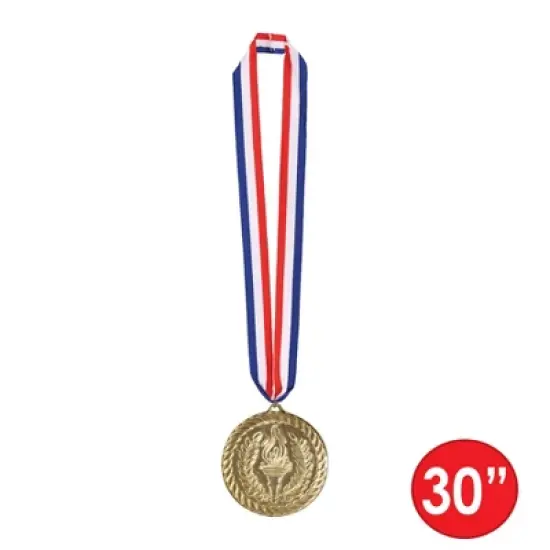 Beistle Gold Medal w/Ribbon, 30" w/4" Medal, (3/Pkg) Multicolored image {4}