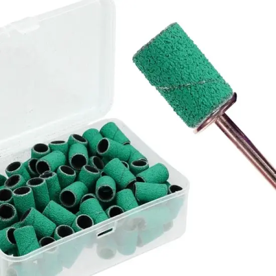 Unique Bargains Nail Drill Bits 80 Grit Sanding Bands Set Green 100 Pcs image {5}