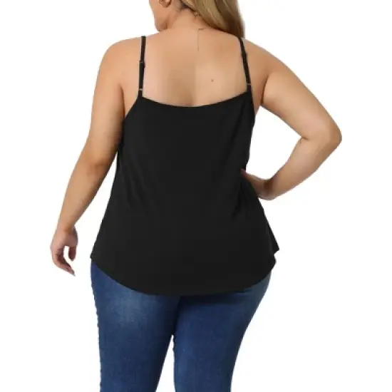 Agnes Orinda Women's Plus Size Lace Front V-Neck Sleeveless Spaghetti Strap Camisole image {3}