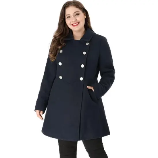 Agnes Orinda Women's Plus Size Winter Fashion Outerwear Double Breasted Warm Overcoats image {5}