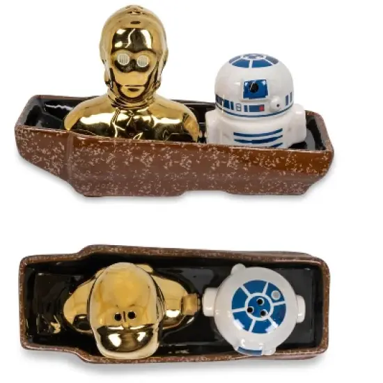 Seven20 Star Wars C-3PO and R2-D2 Ceramic Shaker Set with Sandcrawler Display Tray image {1}