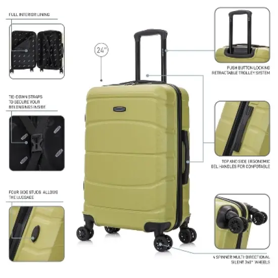 DUKAP Sense Lightweight Hardside Medium Checked Spinner Suitcase - Green image {2}