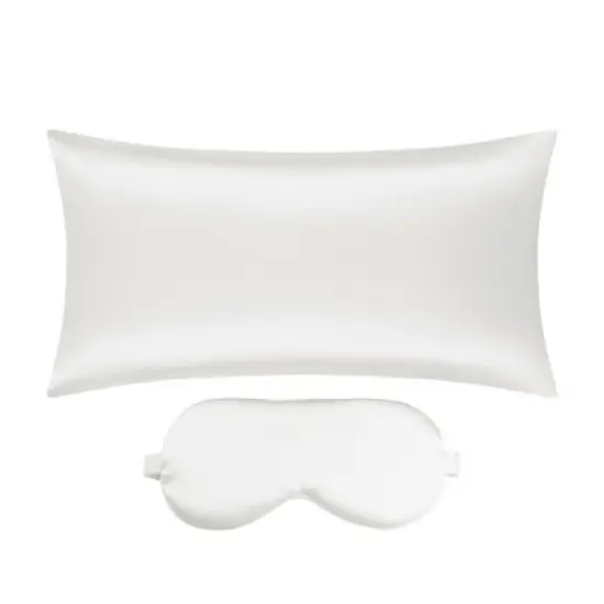 Unique Bargains Satin Hidden-Zippered Breathable Pillowcase with Sleep Mask Set of 2 image {11}