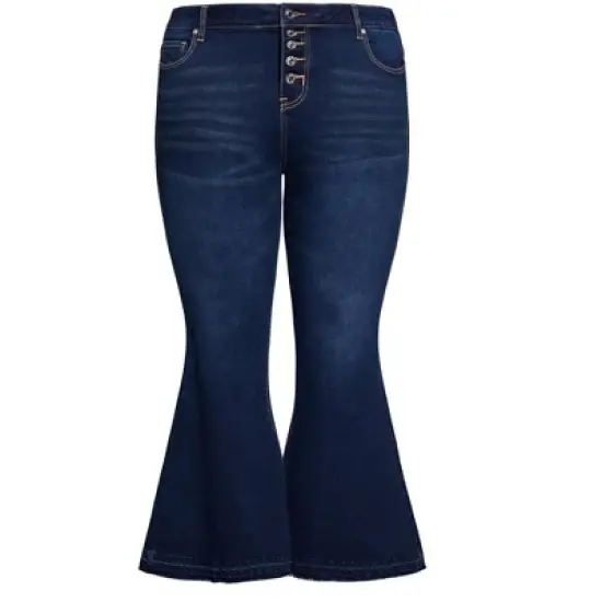 Women's Plus Size Harmony Flare Jean  - Dark Wash | AVEOLOGY image {2}