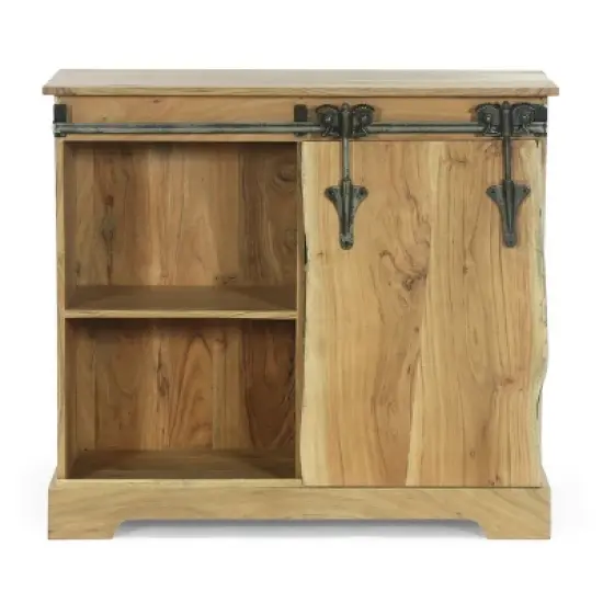 Laymon Modern Industrial Handcrafted Acacia Wood Live Edge Sideboard with Sliding Door Natural/Black - Christopher Knight Home image {3}