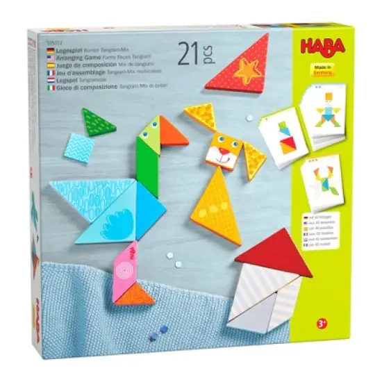 HABA Funny Faces Tangrams - Wooden Pattern Blocks (Made in Germany) image {9}