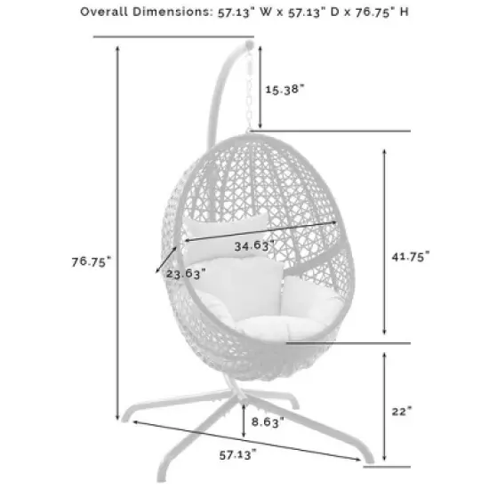 Calliope Indoor/Outdoor Wicker Hanging Egg Chair - Sand/Dark Brown - Crosley image {13}