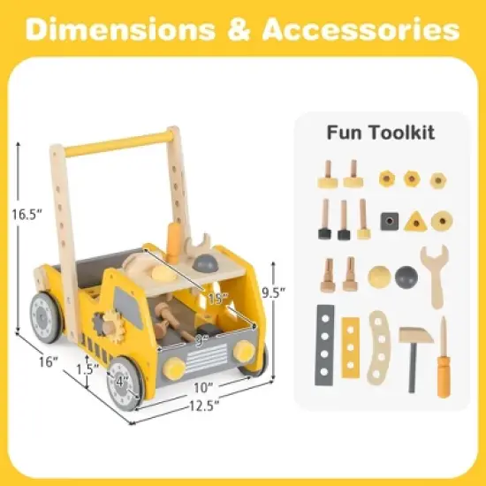 Costway 2-In-1 Montessori Wooden Baby Walker with Learning Activities Adjustable Speed image {2}