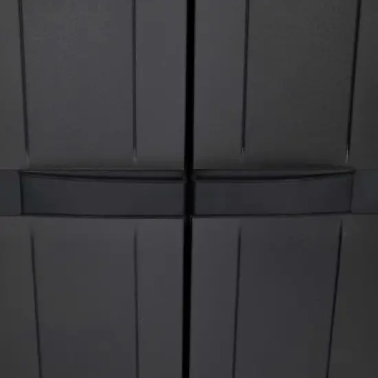 vidaXL Outdoor Storage Cabinet Black - 38.2"x14.6"x65" - Weather Resistant Polypropylene Utility Garden Cupboard image {9}