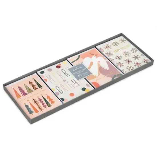 Hallmark 40ct Modern Assorted Boxed Card Pack Blush/Mauve/White image {4}