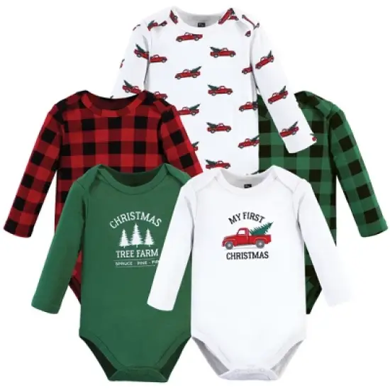 Hudson Baby Unisex Baby Cotton Long-Sleeve Bodysuits, Christmas Tree image {10}