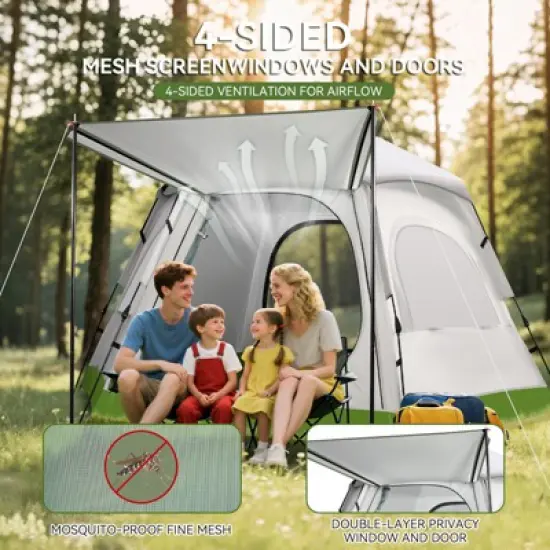 SUGIFT 4 Person Camping Tent with Screened Mesh Windows Double Layer Design and Carry Bag for Easy Setup Outdoor Hiking Travel image {2}