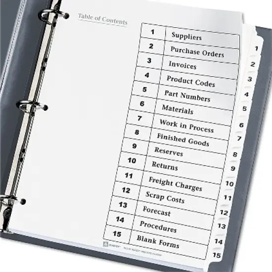 Avery Ready Index Customizable Table of Contents Black & White Dividers 15-Tab Ltr 11142 image {1}