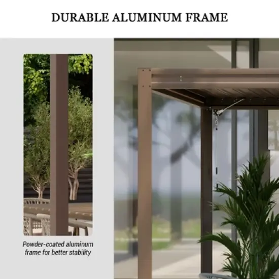 Mondawe 10X13FT Outdoor Louvered Aluminum Pergola with Adjustable Roof and Efficient Drainage System for Patio, Deck, Garden image {10}