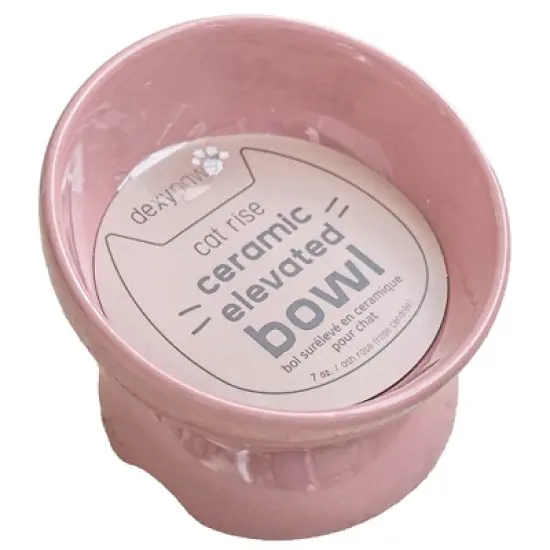 Dexypaws: Elevated Ceramic Bowl For Cats - Ash Blush - 7oz Capacity image {6}