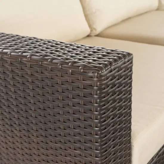 Christopher Knight Home 4pc Santa Rosa Wicker Outdoor Furniture Sofa Set Multibrown/Beige image {2}