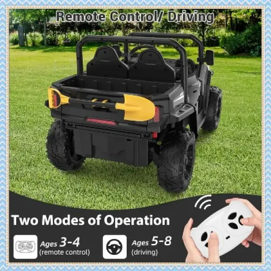 Garvee 24V Kids Ride On Dump Truck with Electric Bed, 2-Seater 4WD Ride Truck w/ Remote Control, Music, LED, Shovel, Gift for Boys & Girls image {2}