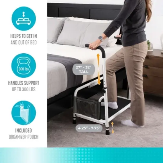 Stander Step Stool, Heavy Duty Bed Step with Adjustable Hand Rails image {3}