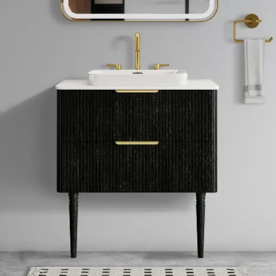 Christopher Knight Home Childe 30" Bathroom Vanity with Ceramic Sink and Double Drawer image {1}