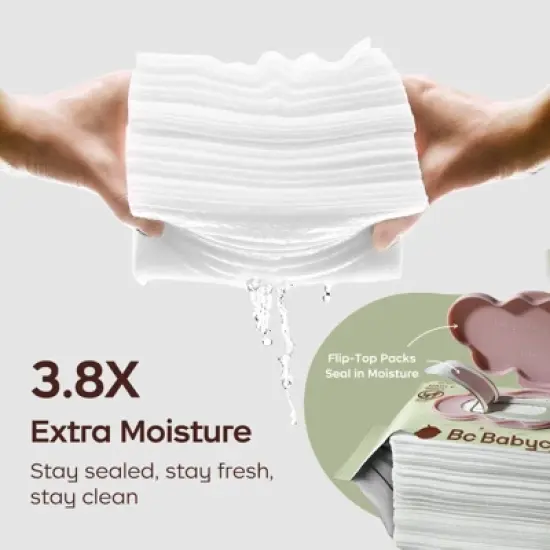 Bc Babycare Hypoallergenic Baby Wipes for Sensitive Skin,Fragrance-Free, Travel Size,20 Counts Per Pack image {1}