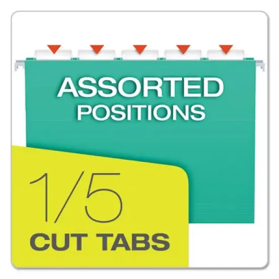 Pendaflex Colored Hanging Folders, Letter Size, 1/5-Cut Tabs, Aqua, 25/Box image {3}