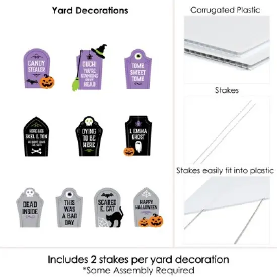 Big Dot of Happiness Cute and Colorful Tombstones - Lawn Decorations - Outdoor Kids Halloween Party Yard Decorations - 10 Piece image {5}