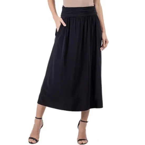 24seven Comfort Apparel Womens Foldover Maxi Skirt With Pockets image {4}