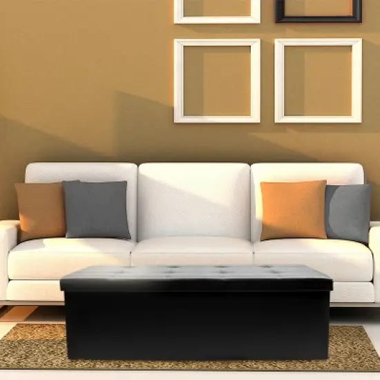 Sorbus Collapsible Bench Ottoman with Cover - Faux Leather image {1}