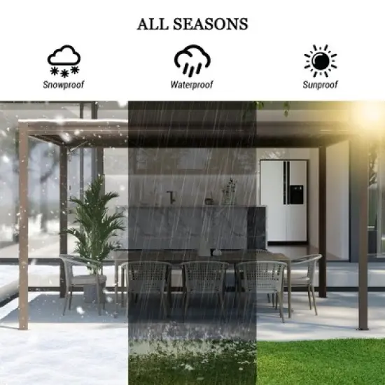 Mondawe 10X13FT Outdoor Louvered Aluminum Pergola with Adjustable Roof and Efficient Drainage System for Patio, Deck, Garden image {6}