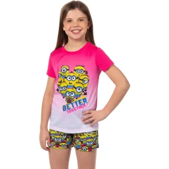 Despicable Me Girls' Movie Minions Better Together Pajama Set Shorts Pink image {6}