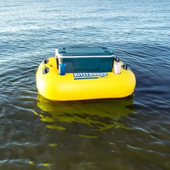 Swim Central 55" Inflatable Yellow and Black Swimming Pool Cooler Raft Float image {3}