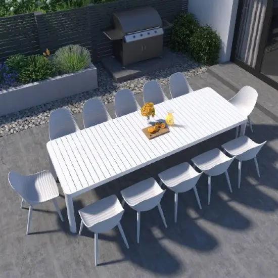 Amazonia Copa 13pc Aluminum Rectangular Extendable Patio Dining Set White image {2}