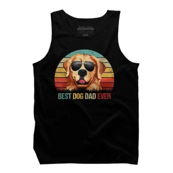 Men's Design By Humans Best Dog Dad Ever Golden Retriever By LuckyCharm99 Tank Top image {2}