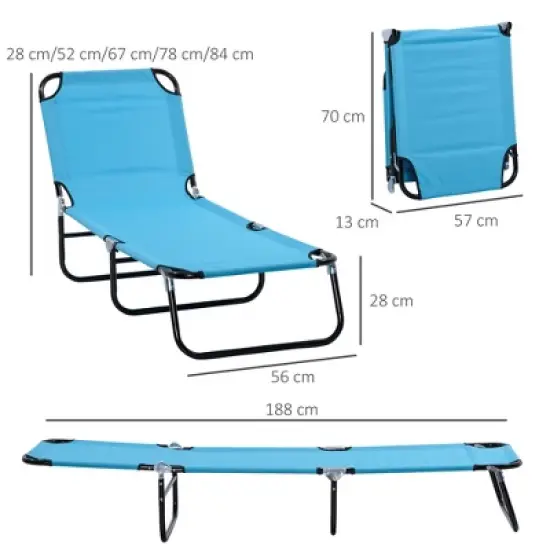 TIRAMISUBEST 5-Position Adjustable Folding Chaise Lounge Chair - Sky Blue Outdoor Recliner with Steel Frame for Pool, Beach & Patio image {2}