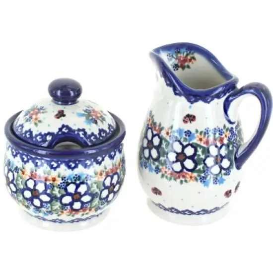 Blue Rose Polish Pottery 1583 Vena Cream & Sugar Set image {12}