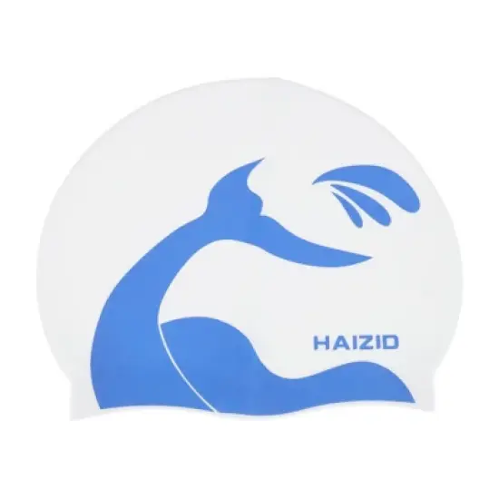 Unique Bargains Silicone Whale Tail Pattern Waterproof Swim Cap 1 Pc image {10}